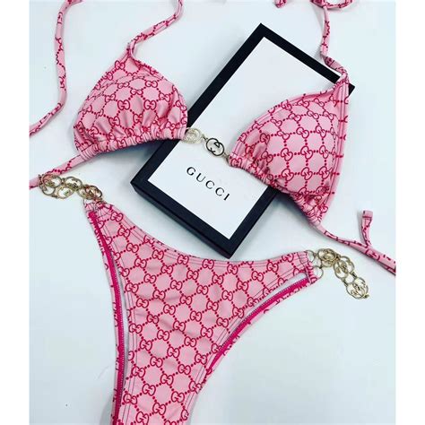 pink gucci swim|black gucci swimsuit.